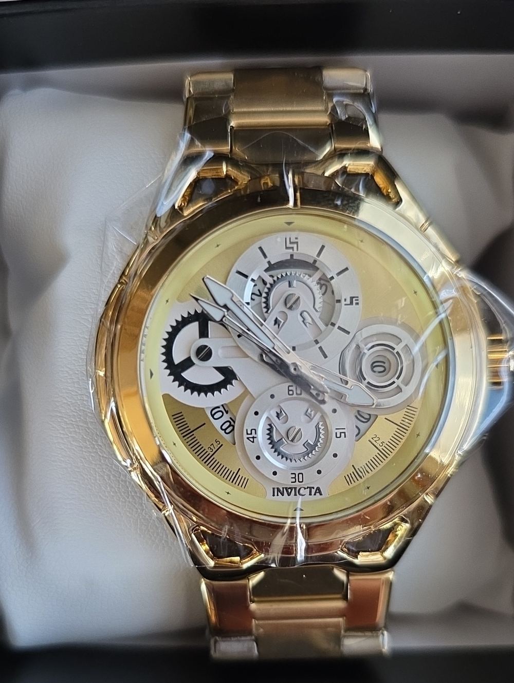 Invicta Gold-Tone Men's Skeleton Dial Bracelet Watch
